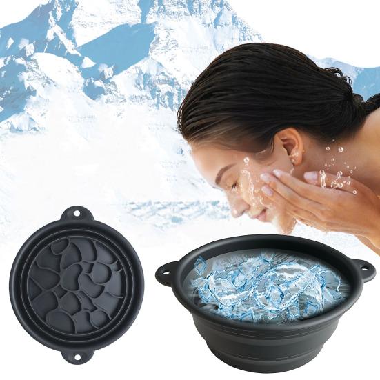 Складная миска для льда Силиконовая миска для ледяной ванны для лица со встроенным лотком для льда Складная форма для льда для лица Сужает поры Облегчение акне для холодных погружений Уход за кожей