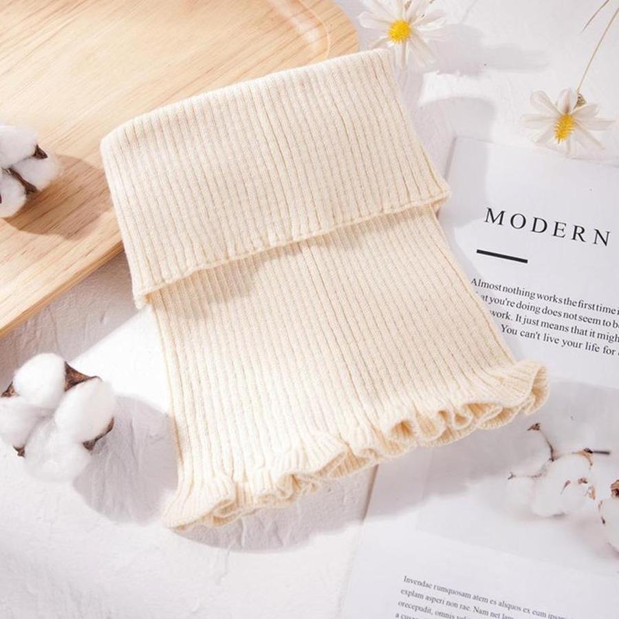 Women Turtleneck Ribbed Knit False False Collar Winter Ruffles Detachable Windproof Wrap Scarf