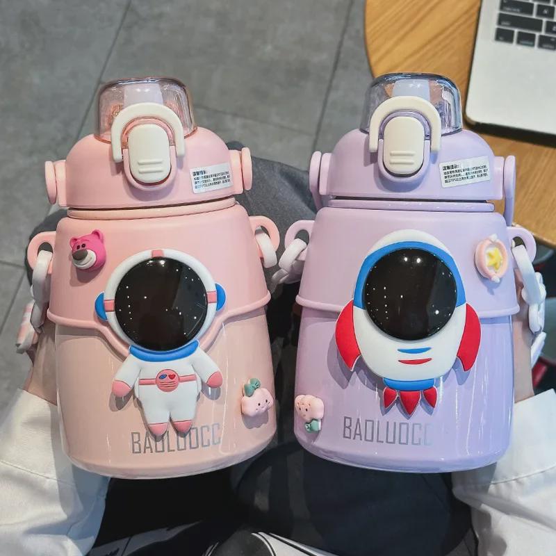 Термос с трубочкой Astronaut Kids из нержавеющей стали 316 — большая емкость, подходит для использования на открытом воздухе, стильный дизайн