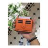 653 Genuine Leather Credit Card Holder Wallet With Paper Money Compartment With Id Card Compartment Leather Bag Orange Napa