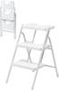 3 Load Capacity Step for Home No Weight White E-Supply Stepladder, Foldable, Tiers, Slim, 160kg, Use, Non-Slip, Handrail, 4.3kg, Stylish, EEX-KYA22WH