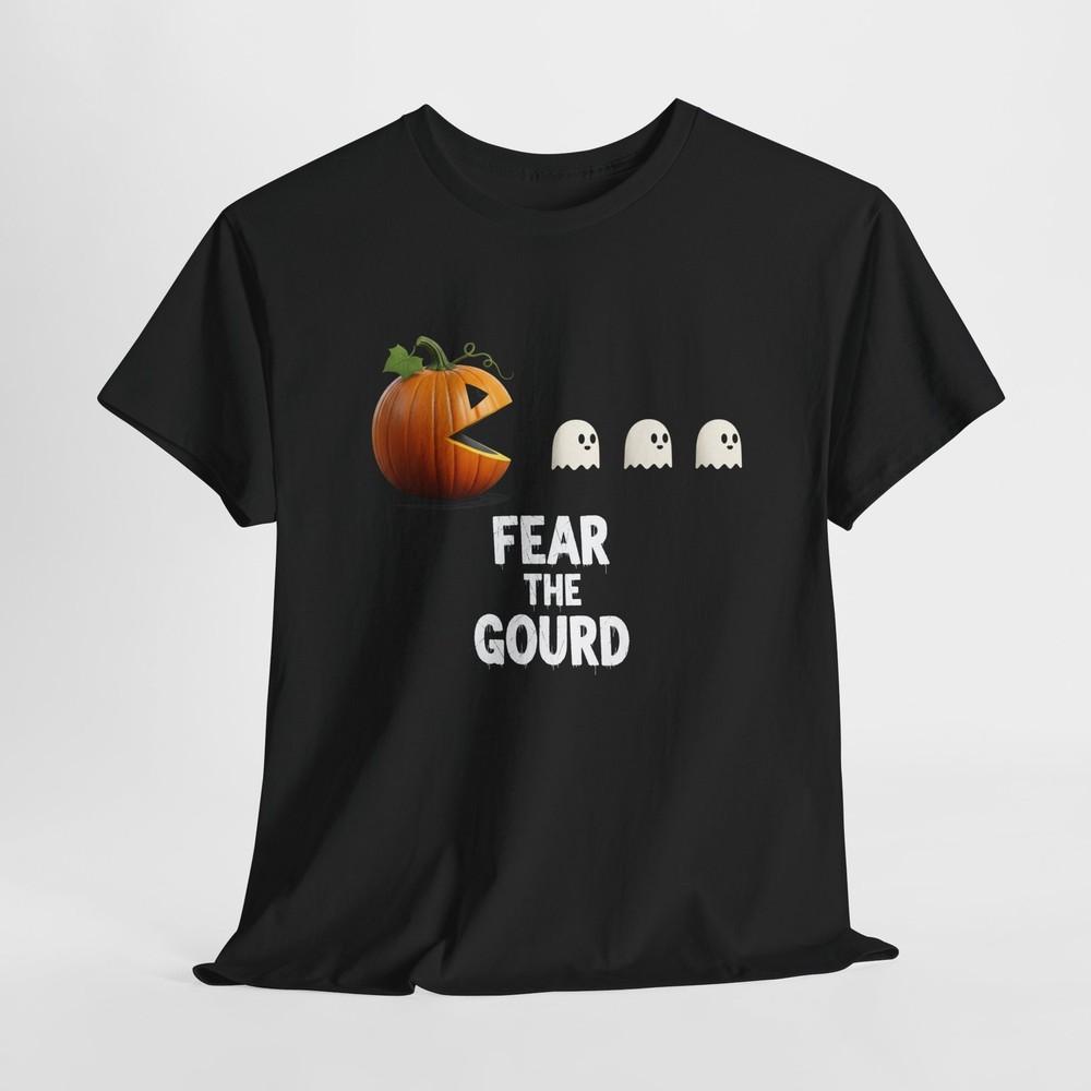 Halloween Ghost Tee - Fear the Gourd, Unisex Cotton Shirt, Spooky Fall.