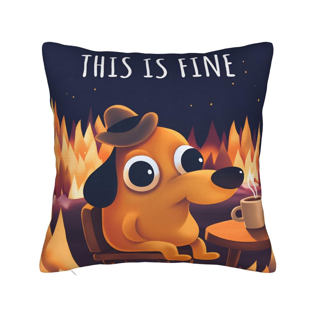 This Is Fine Dog Pillowcases Kawaii Pillow Case For Sofa Home Decoration Comfy Pillow Cover