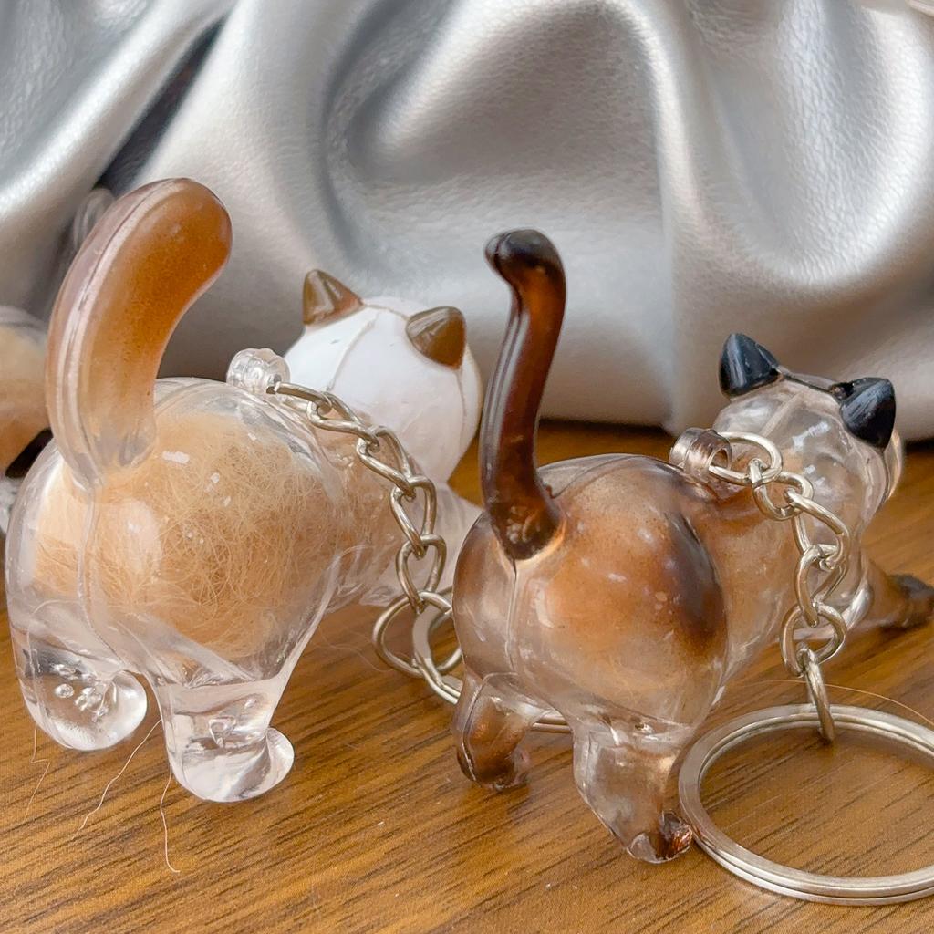 New Cat Hair Storage Keychain Bag Pendant Transparent Pet Fur Keepsake Capsule Souvenir Collection Gift Decoration Accessories