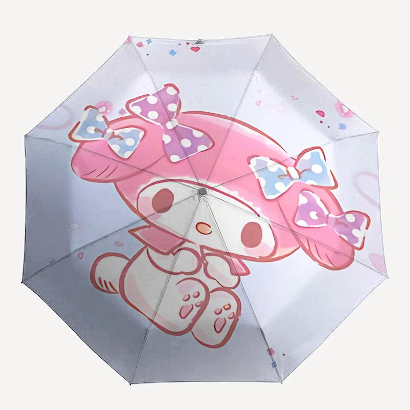 1pc My Melody Automatic Opening/Closing Umbrella with Cute Bow Design - Portable Folding Design, 8-Rib Iron Frame Outdoor Umbrella for Fans, Travelers