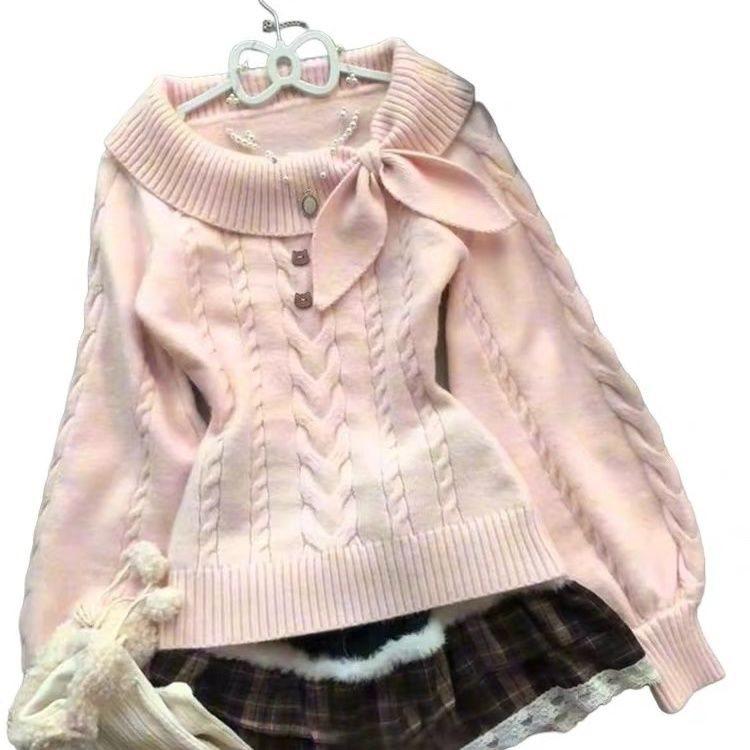 Японский ретро-кардиган из трикотажа с маленькими кроличьими ушками для студенток