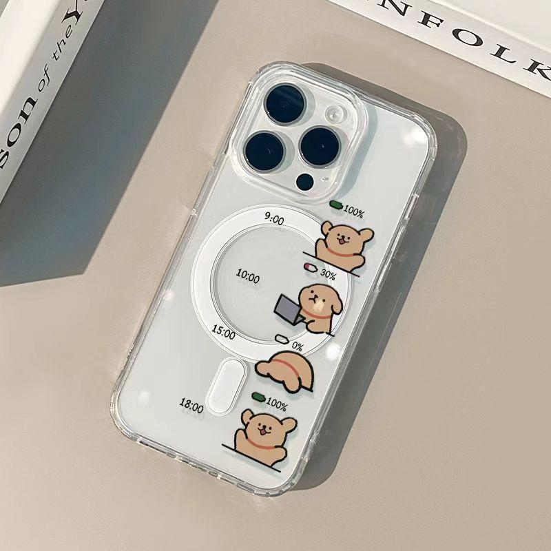 Линия щенков: Милый магнитный чехол для зарядки Apple iPhone 15/14 Pro Max/13/12 PM