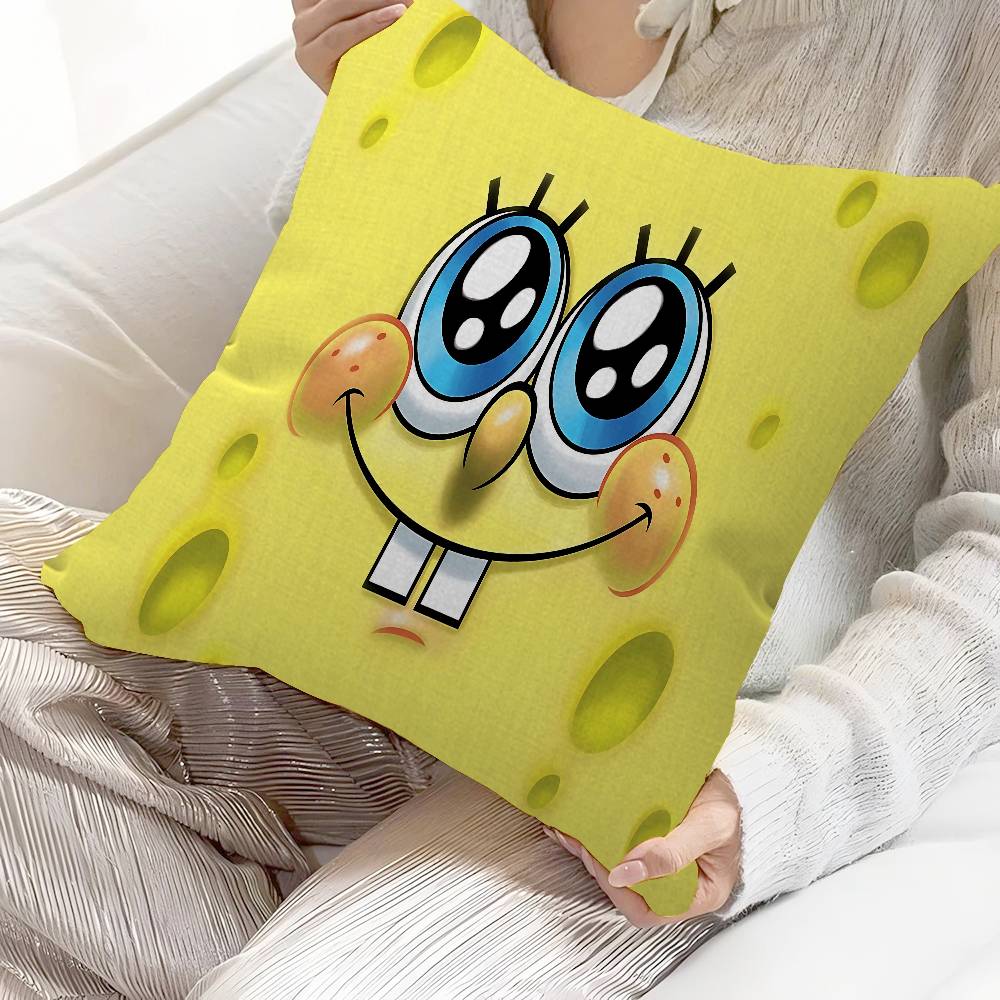 Cute S-Spongebobs Anime Decorative Room Aesthetics Pillow Case Home Decor Bedroom Sofa Bed Couch Pillow Cover 45X45
