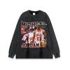 Vintage Washed Heavyweight Cotton Long Sleeve Tee With Graphic Print Oversized Hip Hop Streetwear Men