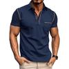 Summer European And American Men's Short Sleeved Men's Lapel T-shirt Color Blocking Top