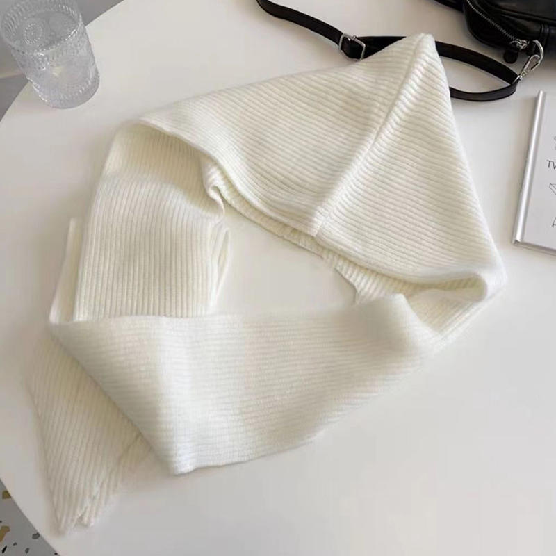 (Hooded Shawl)  Knitted Cape Shawl Hooded Style Women's Outerwear Solid Color Versatile Scarf Fashionable Shoulder With Windbreaker