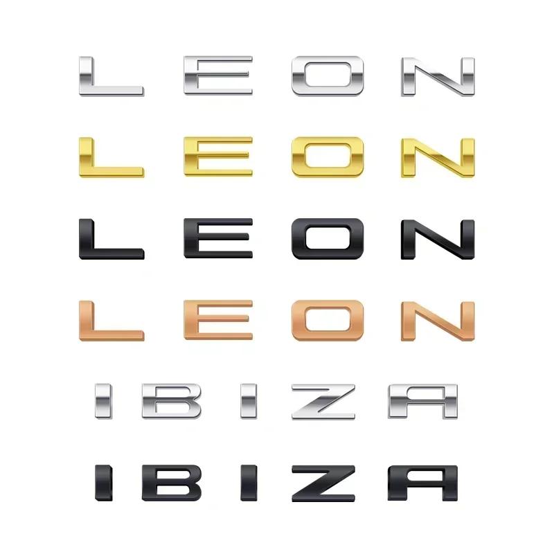 ussh2 1pcs 3D IBIZA Leon logo Letter Emblem Metal Car Badge Decoration Rear Trunk Sticker Accessories For Seat FR Altea vz Decoration