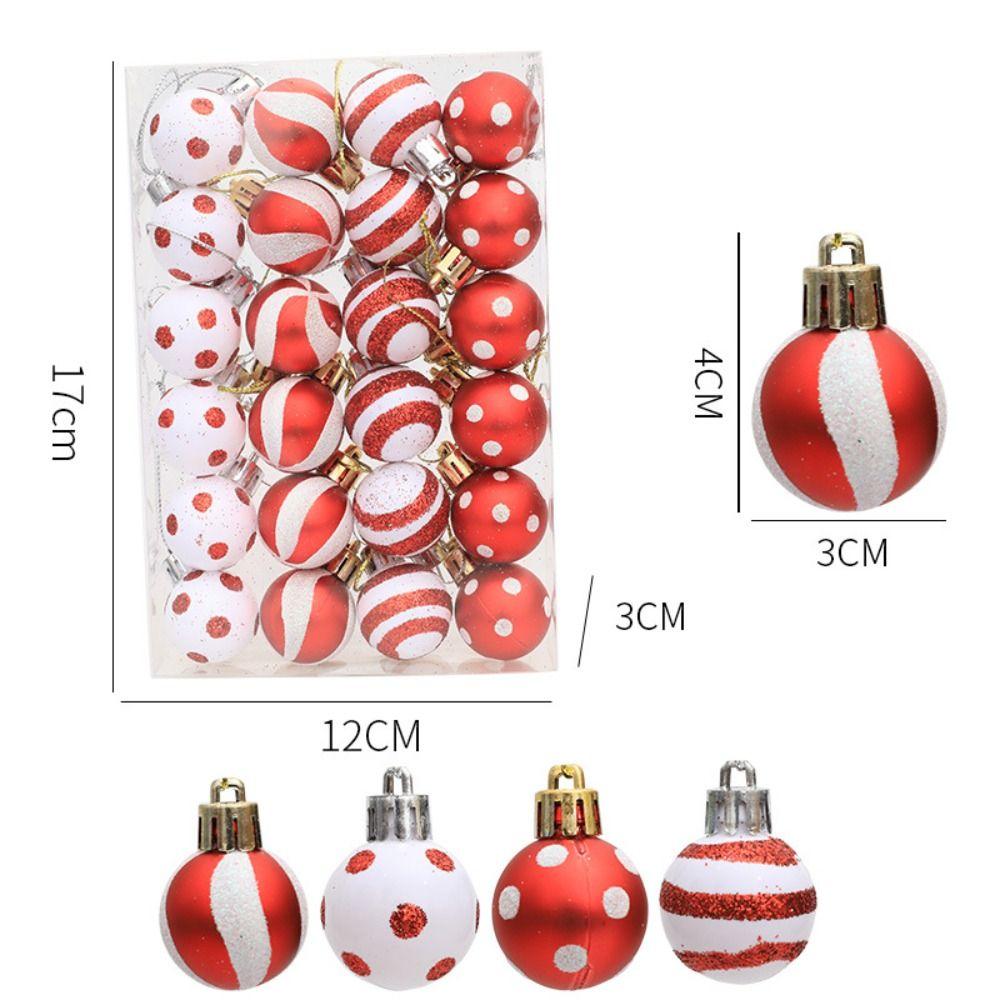 24pcs Mini Painted Christmas Ball 3cm Merry Christmas Tree Decor Home Xmas Decor