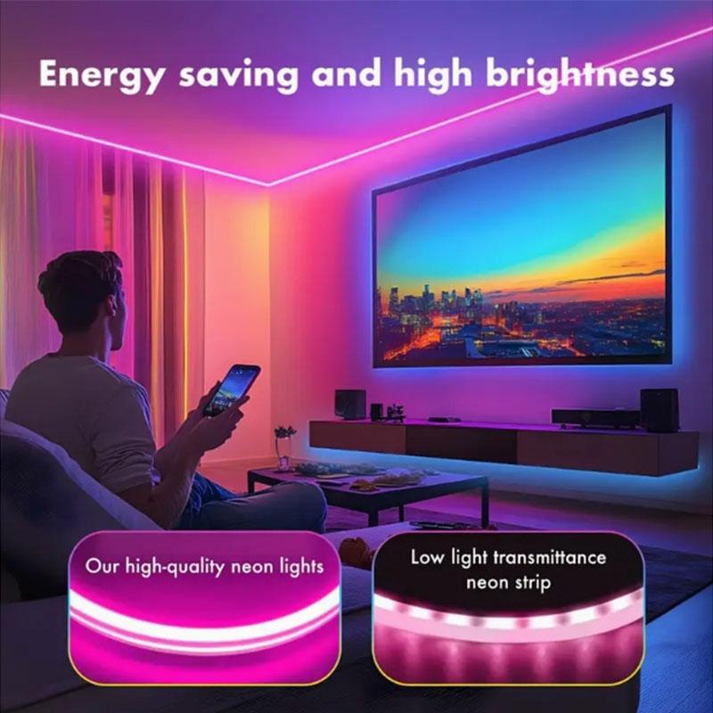 Светодиодная лента 5 В RGB Neon – водонепроницаемая, IP65, управление через приложение Bluetooth, синхронизация музыки и 24-кнопочный пульт дистанционного управления для телевизора, спальни, вечеринки, домашнего декора