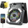 90° Folding Camping Fan with LED Light 5200mAh Portable Tent Fan Outdoor Solar Fan  Picnic Trip