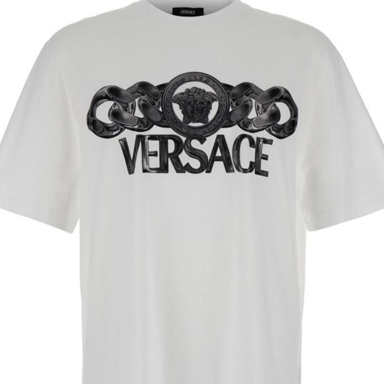 VERSACE Logo Printed Crewneck T Shirt 1013302-1A13405-2W580