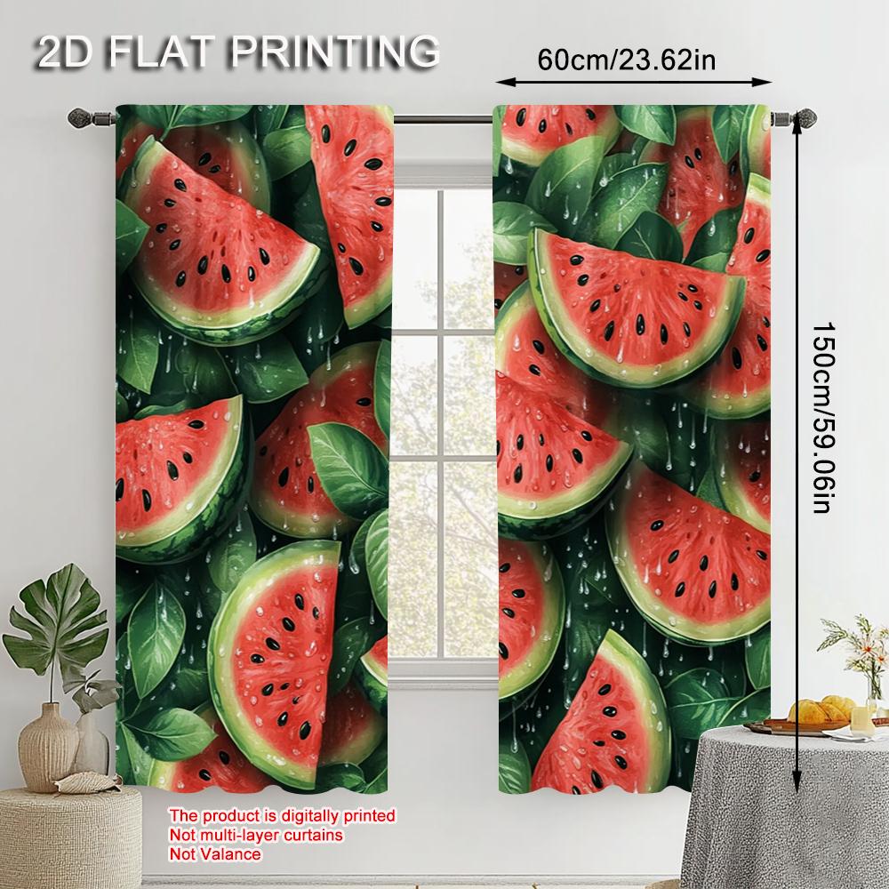 2pcs, Pattern Curtains print Watermelon Polyester Woven (without rod) Stuff Clearance Ldeal for Living Room, Bedroom, Office