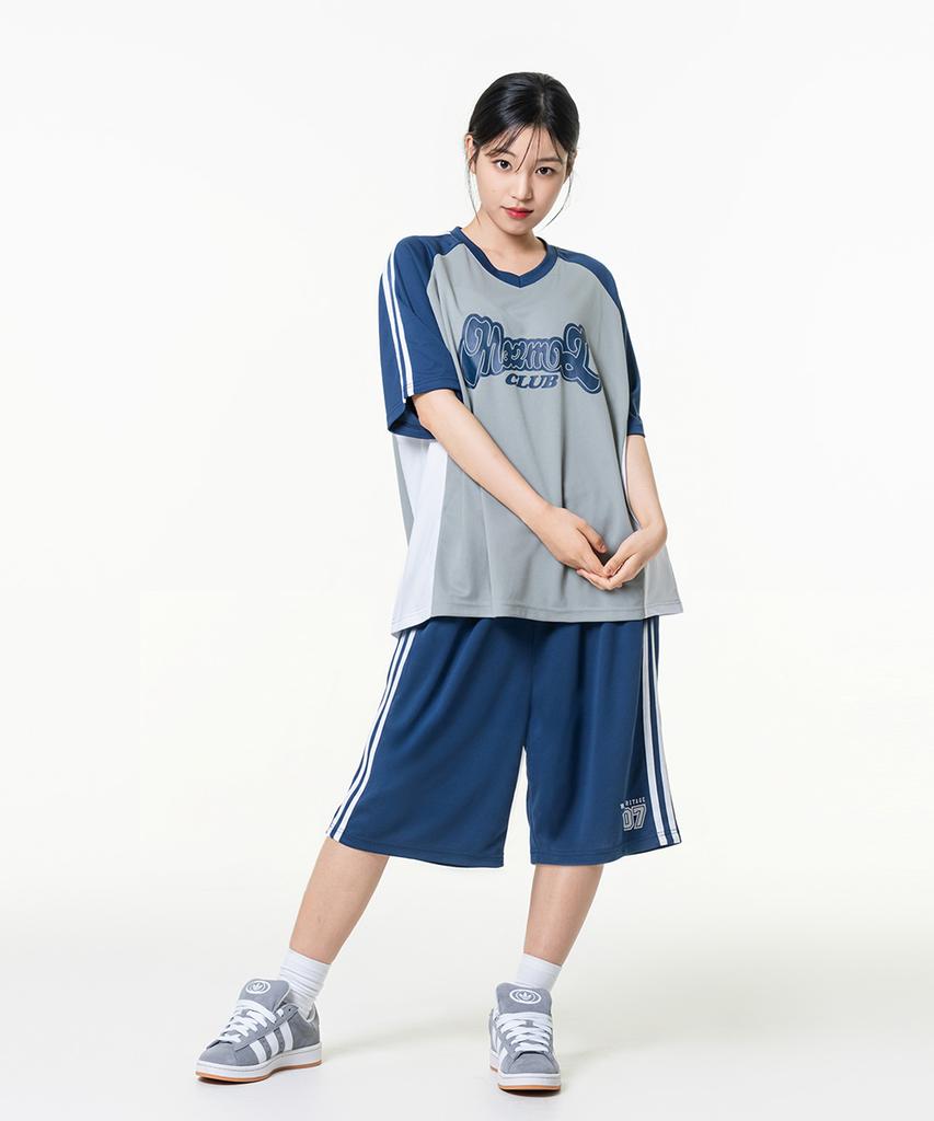 MOZMOZ Sporty Air Mesh Short Sleeve Jersey T-Shirt Navy