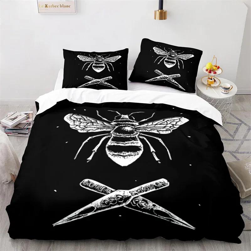 Cartoon Bee Duvet Cover Insect Honeybee Bedding Set Microfiber Wild Animal Comforter Cover King For Teens Boys Kawaii Home Decor