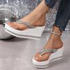 Fashion Comemore Summer Wedge Thick Bottom Flip-flops Fashion Women Shoes Rhinestone Casual Versatile Ladies Platform High Heel Slippers