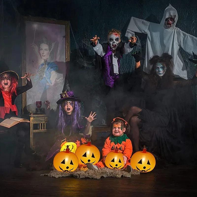 1/20PCS Halloween Pumpkin Lantern Balloons LED Luminous Floor Stand Toys Festive Party Atmosphere Pumpkin Decoration Balloon