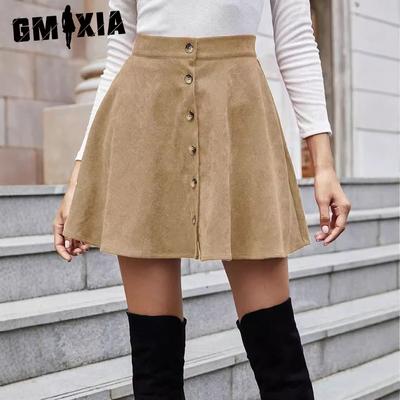 Женская модная винтажная вельветовая юбка с высокой талией