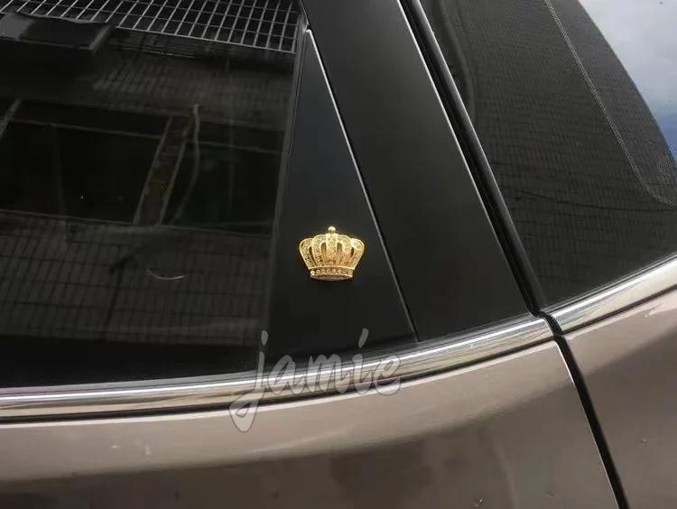 1 шт. золотисто-серебряная модная 3D-наклейка на автомобиль с бриллиантовым кристаллом и короной, металлическая боковая эмблема, значок, украшение кузова автомобиля, аксессуары для укладки