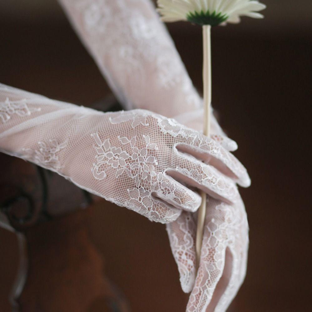 Банкетное сетчатое вечернее платье, короткие перчатки, свадебные митенки, кружевные длинные перчатки, праздничные свадебные сетчатые перчатки
