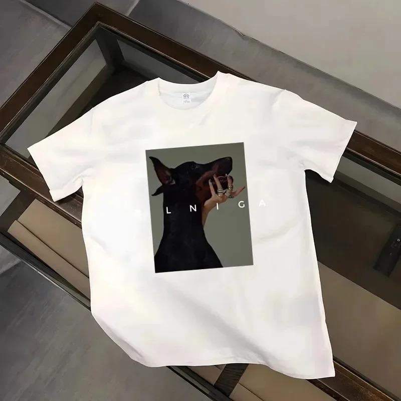 2024 модная летняя женская футболка унисекс с принтом, дизайнерская футболка с коротким рукавом, большой топ, роскошная брендовая хлопковая футболка, одежда