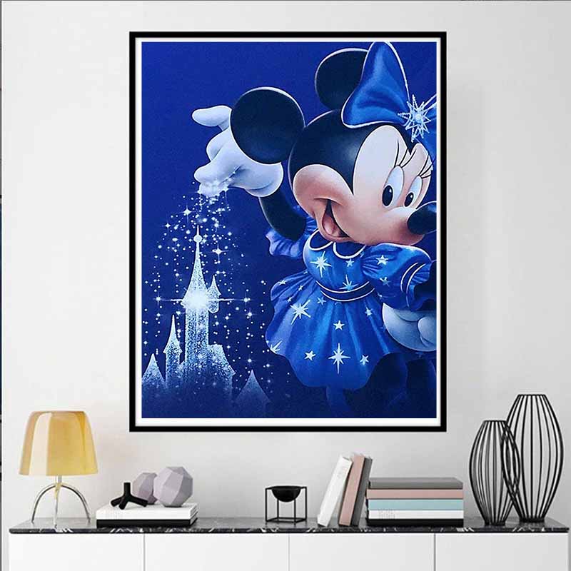 Disney Diamond Painting Set Minnie Mouse Ice and Snow Magic Castle Illustration Embroidery Wall Decoration DIY Set Gift Handmade Crystal 5D Diamond