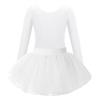Girls Ballet Dance Wear Long Sleeve Round Neck Leotard Elastic Waist Tutu Layered Skirt Performance Outfit
