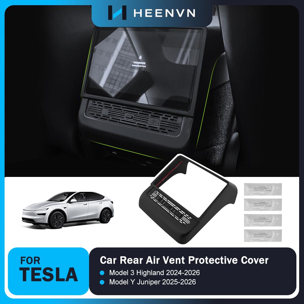 Heenvn For Tesla Model Y Juniper Launch Model 3 Highland 2025 2026 Rear Air Vent Cover ABS Protective Car Interior Accessories
