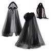 Хэллоуин косплей плащ призрак сетки с капюшоном на шнурке плиссированные длиной до пола готические средневековые накидки костюмы карнавальное пальто