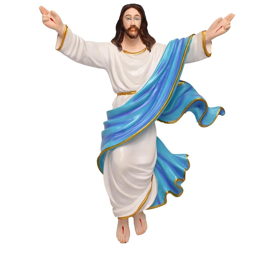 Воскресший Христос / Иисус Христос (3 x 10 x 12 дюймов) Католический идол, идеальный для украшения молитвенной комнаты и подарка (Синий и Белый),