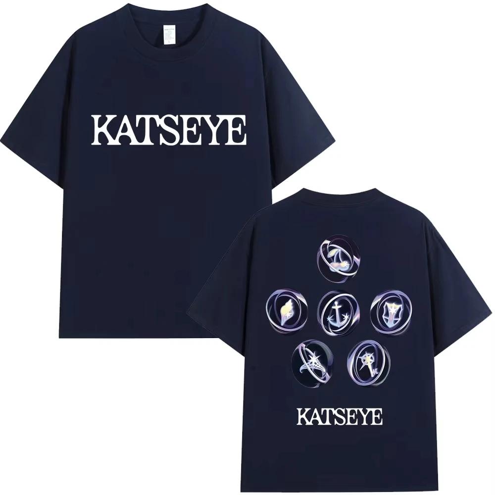 Kpop Katseye Логотип Графическая Футболка Мода Поп-Музыка Мужская Женская Корейский Стиль Футболки Большого Размера Хлопок Повседневная Футболка Уличная Одежда