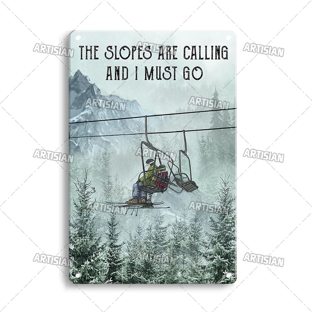Металлическая табличка ArtisianSkiing Artisian Skiing - Спортивная жестяная табличка для сноуборда/санок, Декор стены гаража/бара