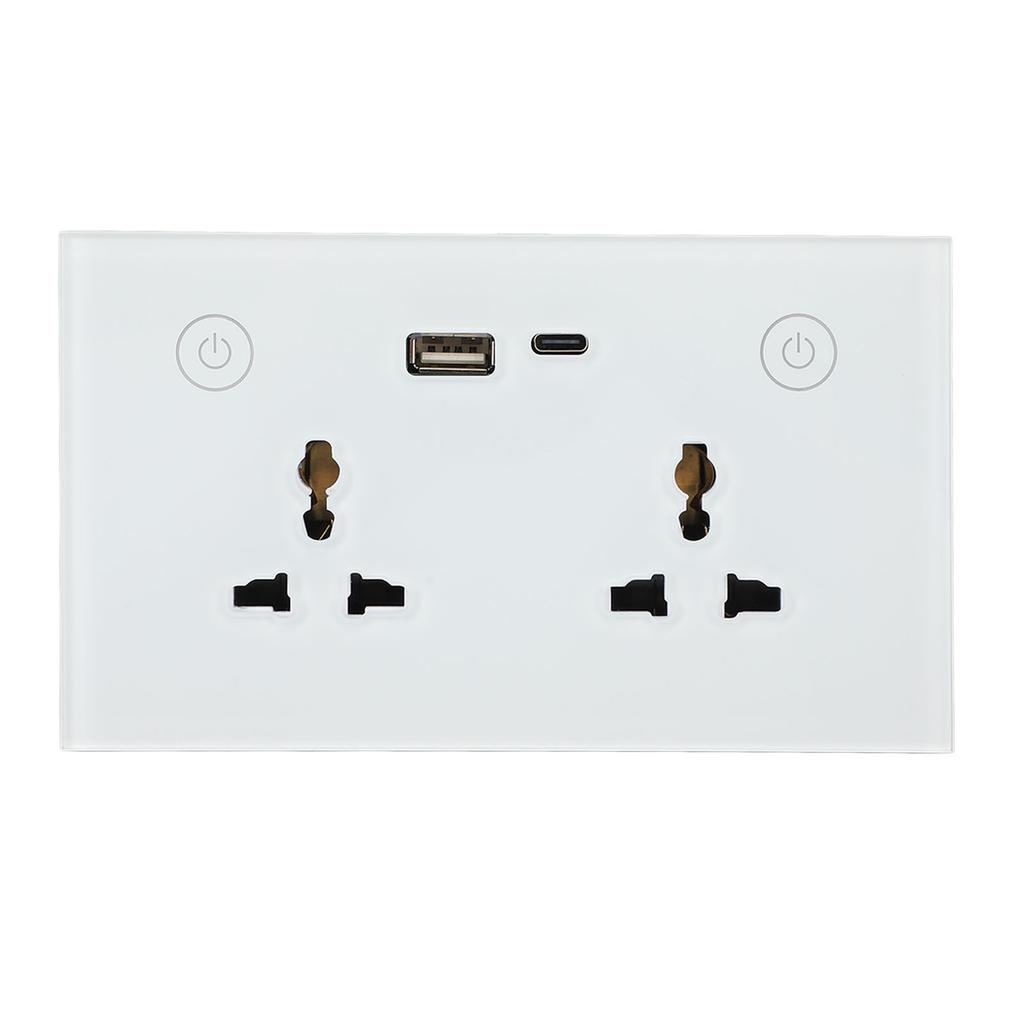 Smart Wall Outlet 2.4G WiFi Touch Light   Voice Control Smart Plug with USB and TYPE C   Port For   95‑250V