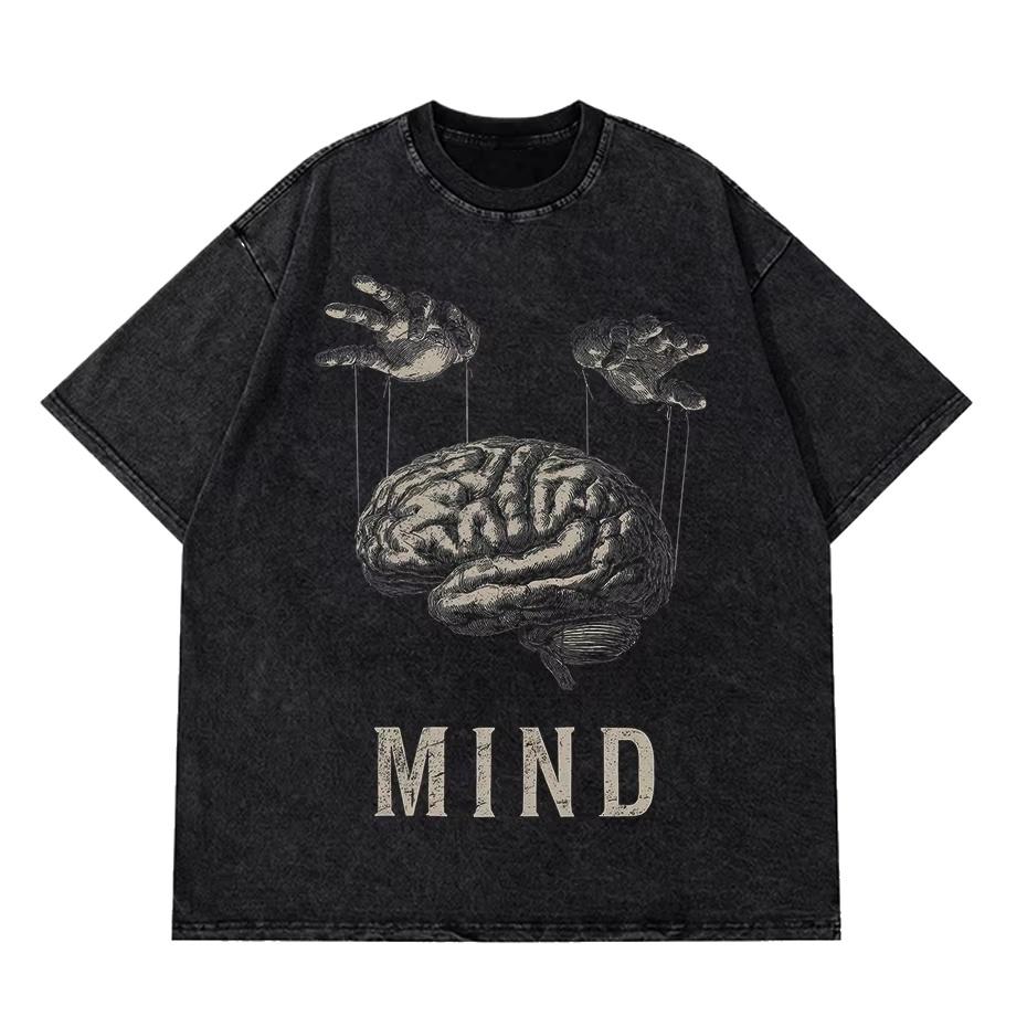 Хлопковая футболка большого размера с принтом 'Cool Mind Control' Мужская хлопковая эксклюзивная графическая мужская футболка Топы Футболки