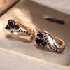 Винтажные серьги-капли с черным цирконом для женщин, роскошные золотистые свадебные серьги, праздничные ювелирные подарки