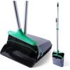 Eyliden Broom and Dustpan Set, Indoor/Outdoor Cleaning Kit, Freestanding, Easy Storage, Long Handle with Adjustable Length (67cm-116cm), Transparent,