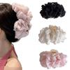 Floating Flowers & Clear Moon Large White Bow Hair Clip – Gentle Fairy-Style Volume Enhancer