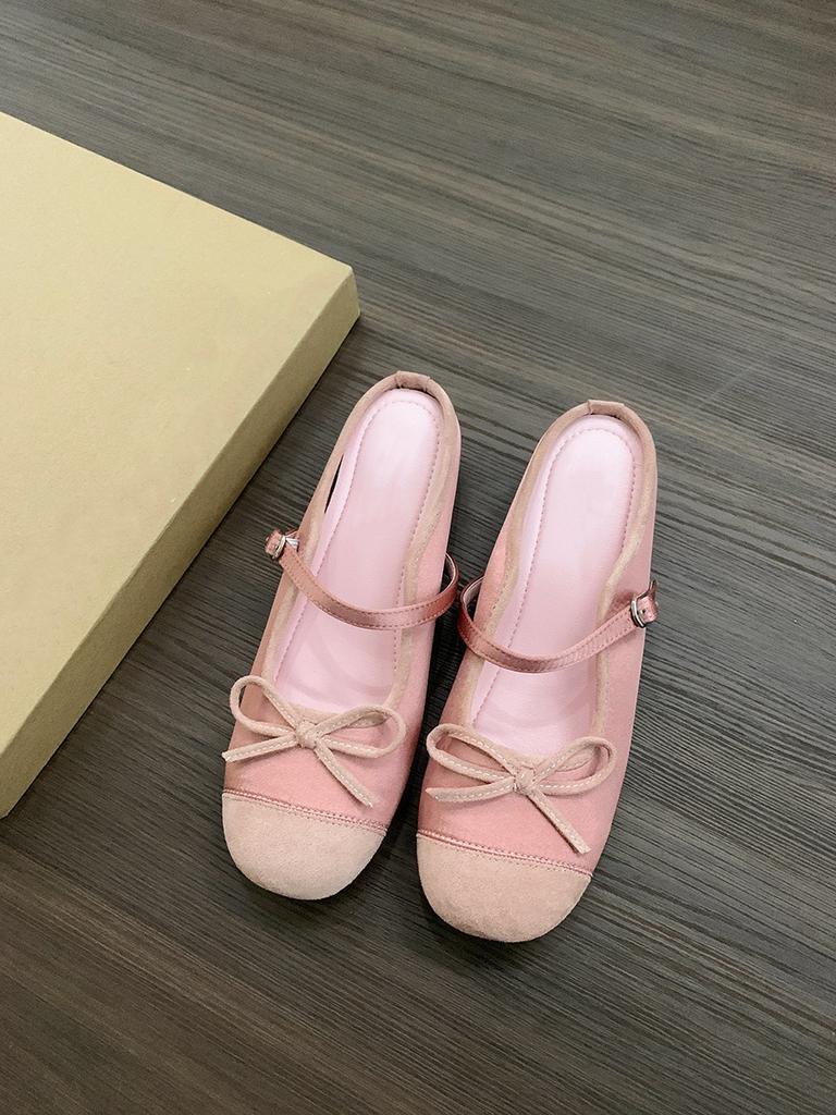 Внутренняя высота увеличивается небольшой ароматный ветровой мешок голова полутапочки женская обувь носить 2024 новые летние балетки Мэри Джейн одиночные туфли