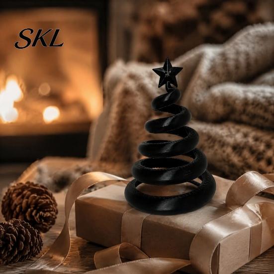 Легкие полые настольные фигурки 3D-печатная спирально-скрученная фигурка рождественской елки со звездой наверху, Миниатюрное украшение для зимней атмосферы