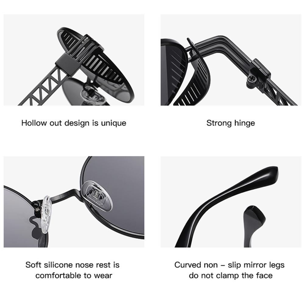 Винтажные солнцезащитные очки в панк-стиле, ретро, круглые, с металлической оправой, мужские, модные