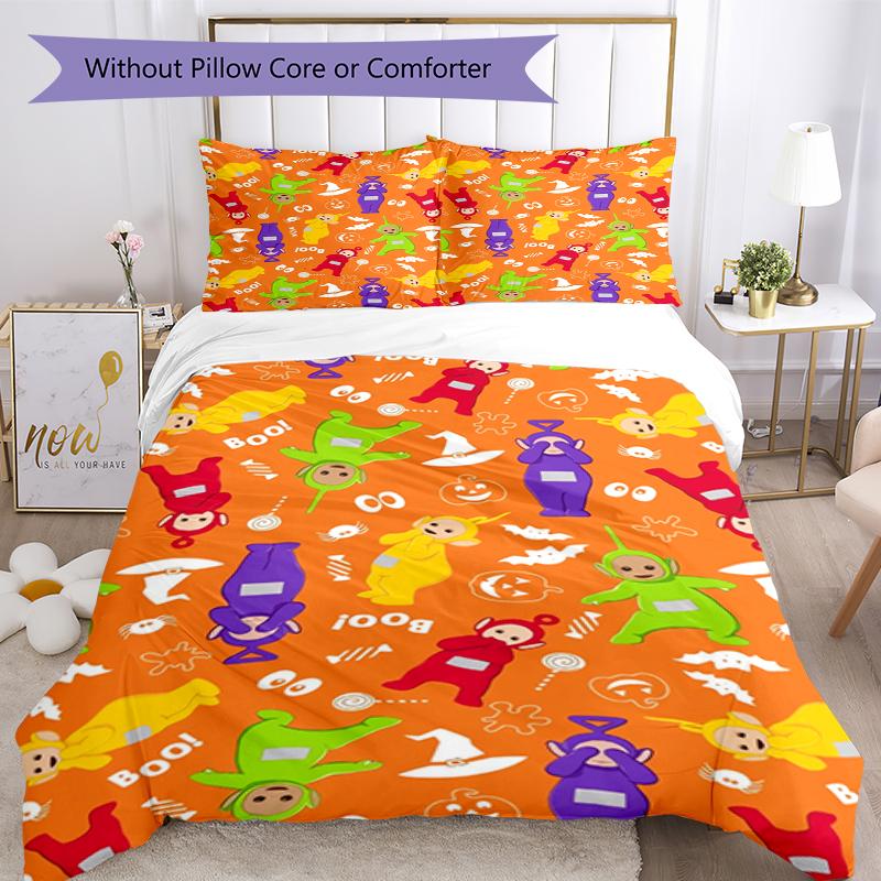 3pcs Teletubbies Bedding Set Duvet Cover Closure Includes 1 Duvet Cover & 2 Pillowcases, Soft and Comfortable for All Seasons.