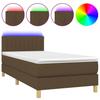 Box Spring Bed with Mattress & LED Dark Brown 80 x 200 cm Fabric