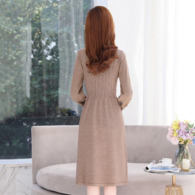 Нижнее платье-пуловер-свитер 2022, новое платье-свитер средней длины со свободным прикрытием живота, высококачественное вязаное платье-пуловер-свитер