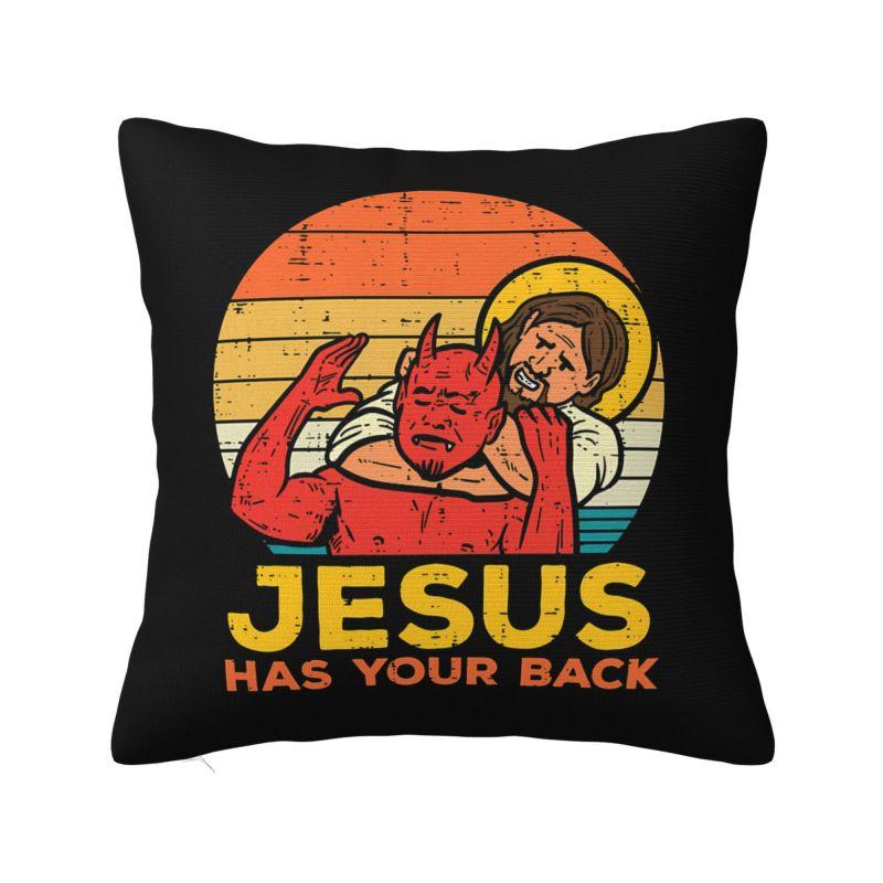 Jesus Has Your Back Jiu Jitsu Retro Christian Pillow Case Home Office Car Decor Soft Cozy Pillowcase Cushion Cover x Inch