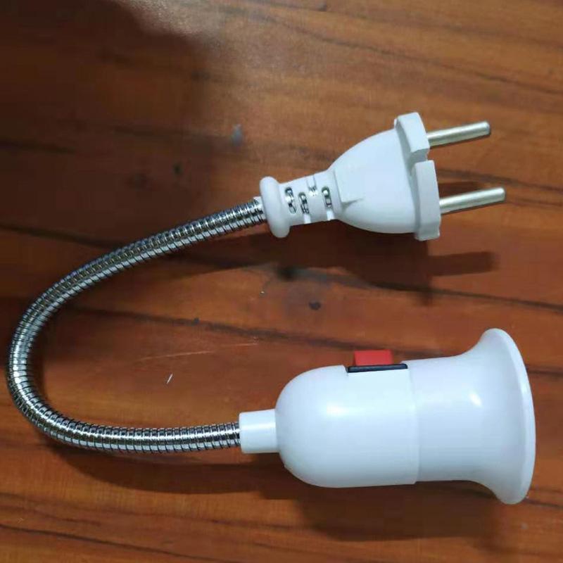 1 шт., европейская/британская вилка, светодиодная настольная лампа, шланг, рычаг управления, E27, прямая вилка, поворотная головка, патрон лампы E27 с выключателем