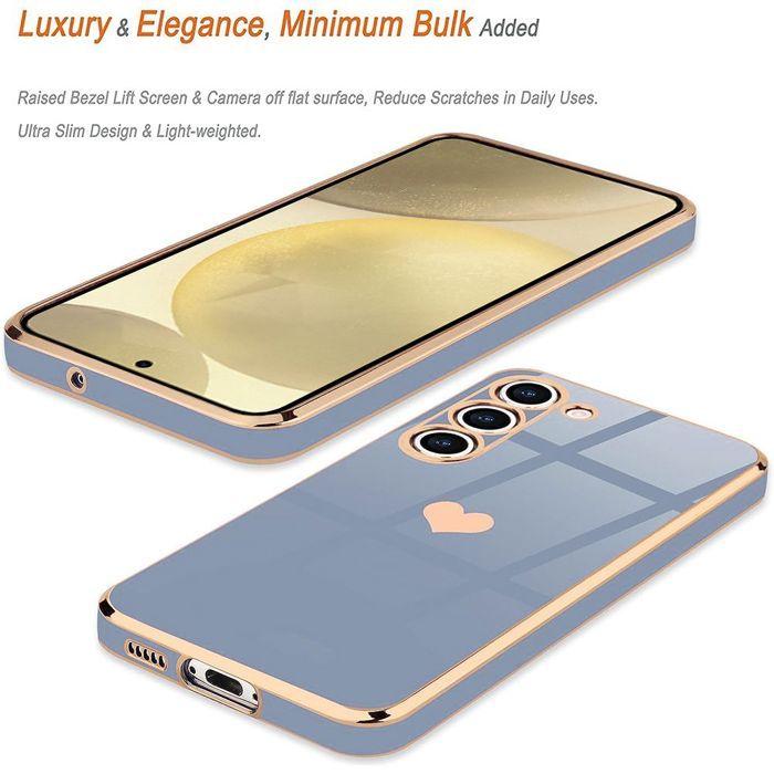 Coque pour Samsung Galaxy A57 5G, Silicone Motif Cœur Antichoc Anti-Rayures Bleu - 2 Verres Trempés